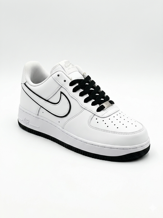 Nike Airforce 1 Stitched Sole - White & Black - Image 2