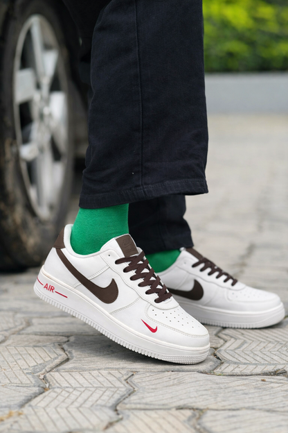 Nike Air Force 1 Low – White / Brown - Image 3