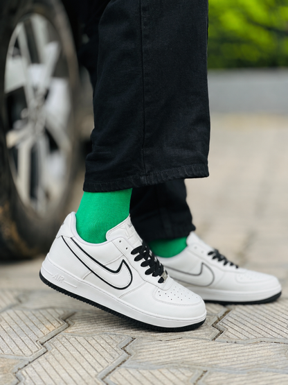Nike Airforce 1 Stitched Sole - White & Black - Image 3