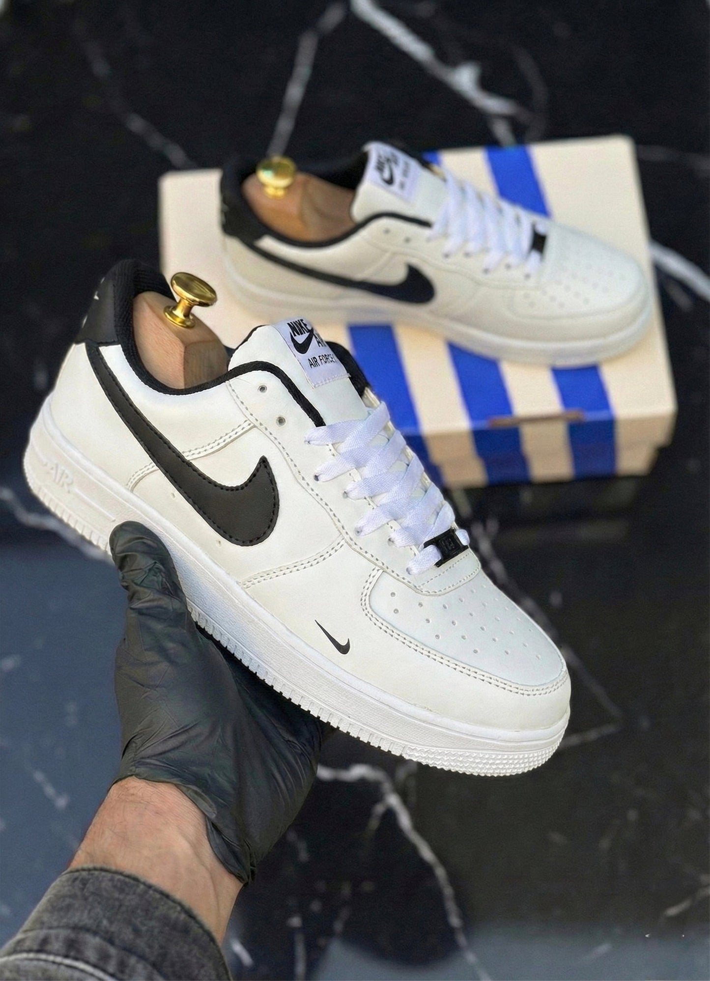 Nike Airforce 1 "White Black" with extra metal buckle - Image 5