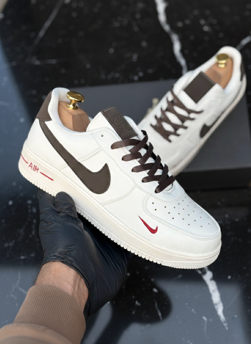 Nike Air Force 1 Low – White / Brown - Image 2