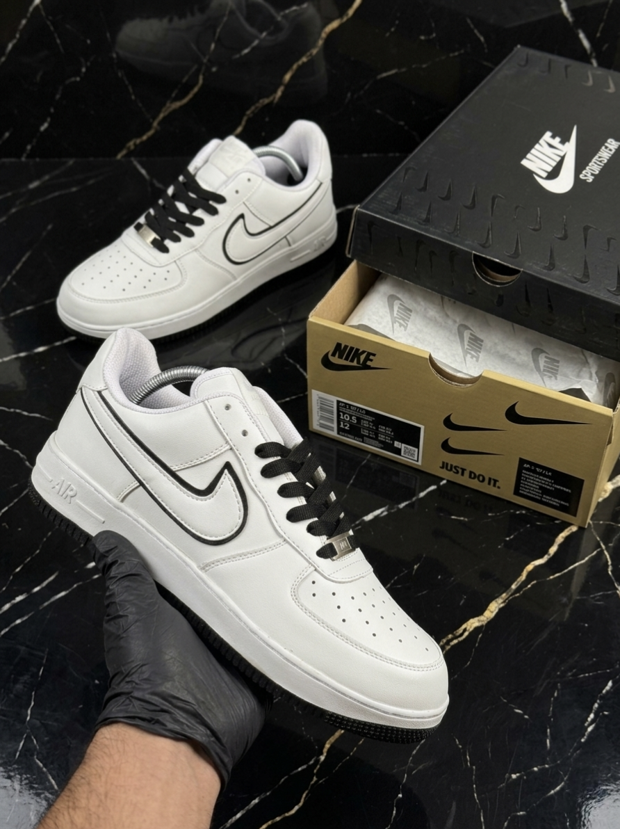 Nike Airforce 1 Stitched Sole - White & Black - Image 4