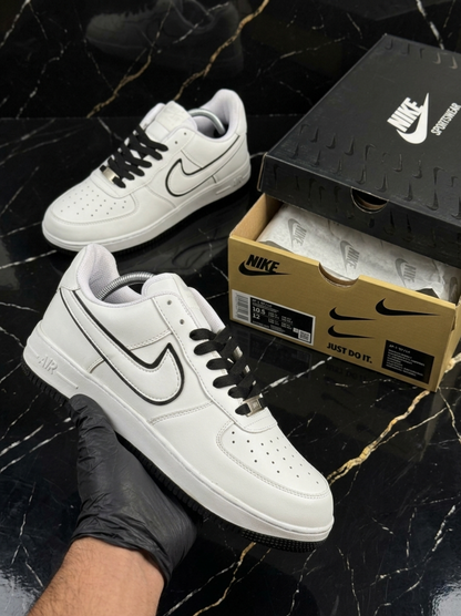 Nike Airforce 1 Stitched Sole - White & Black - Image 4