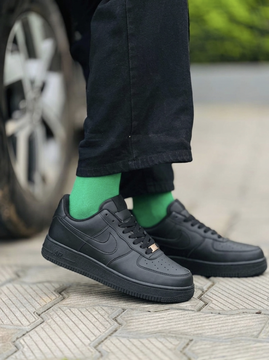Nike Airforce 1 Stitched Sole - Full Black - Image 2