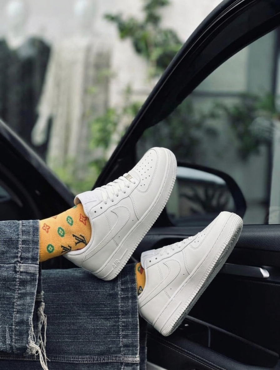 Nike Airforce 1 Stitched Sole - Full White - Image 4