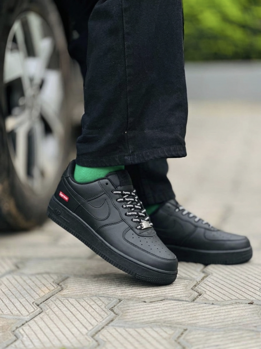 Nike Airforce 1 Supreme Stitched Sole - Black - Image 4