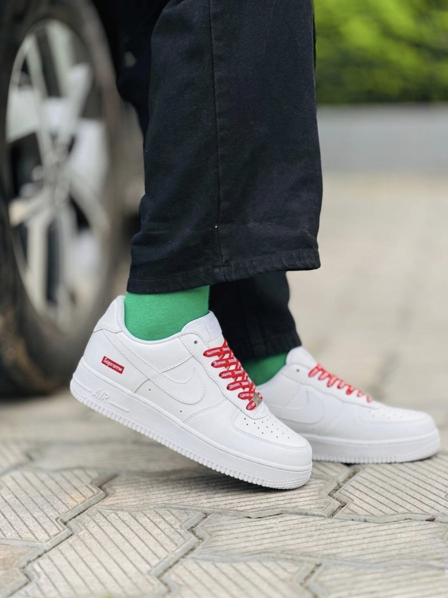 Nike Airforce 1 Supreme Stitched Sole - White - Image 3