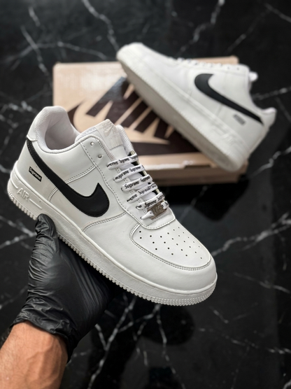 Nike Airforce 1 Supreme Stitched Sole - White Black - Image 3
