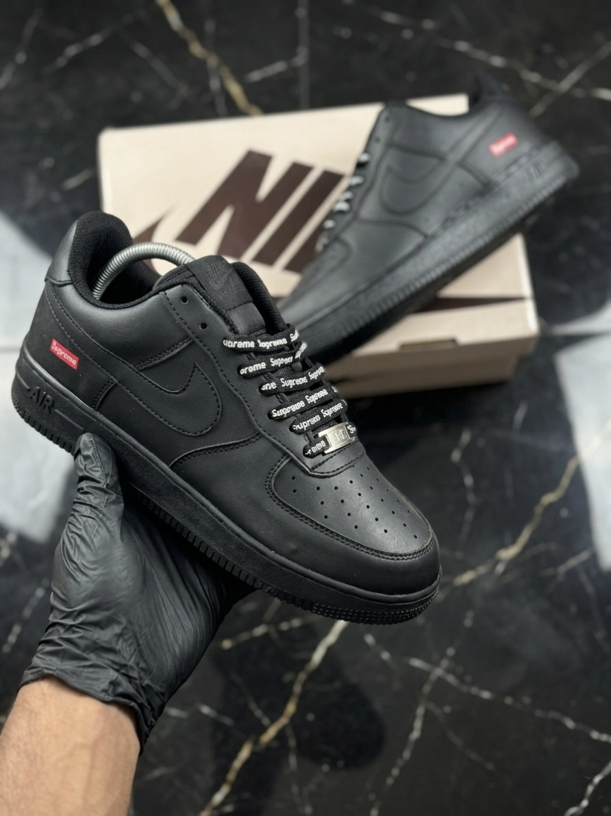 Nike Airforce 1 Supreme Stitched Sole - Black - Image 3