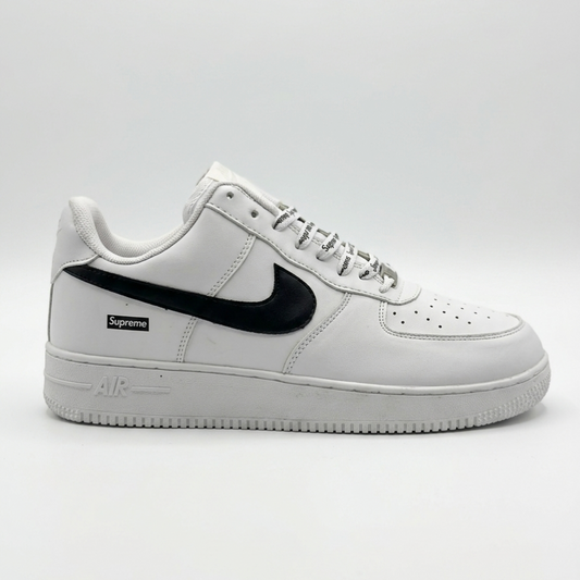 Nike Airforce 1 Supreme Stitched Sole - White Black - Image 1